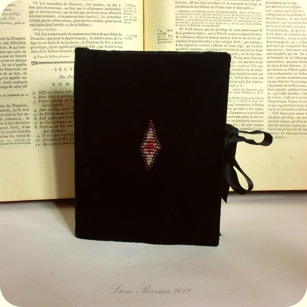 Black velvet antique Medieval style notebook/diary **