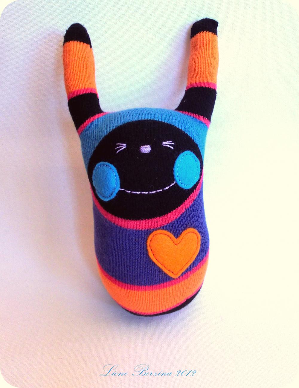 Bunny Smiley soft toy: blue cheeks